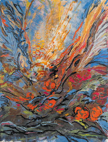 Death of the Bumblebee VII , 2014, Oil on Paper, 50" x 38"