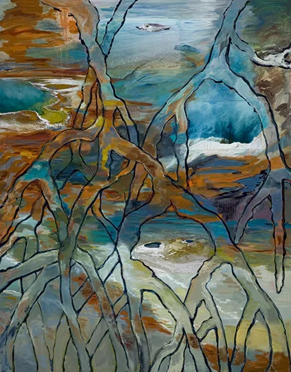 Western Mangroves , 2008, Mixed Media on Canvas, 86" x 66"