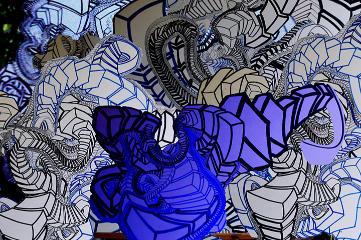 Alterior Motive , 2015, UV ink and acrylic on canvas, 30" x 45"