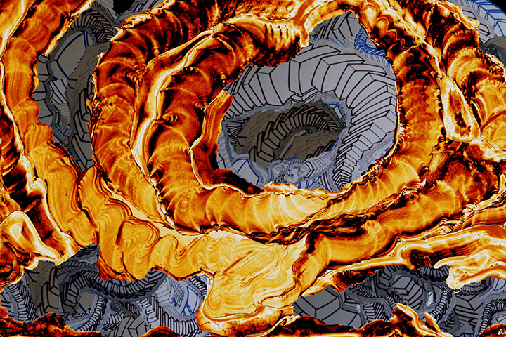 Charybdis , 2015, UV ink and acrylic on canvas, 48" x 72"