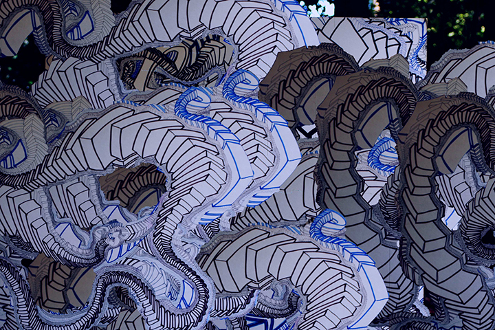 Drowning Struggle , 2015, UV ink and acrylic on canvas, 48" x 72"