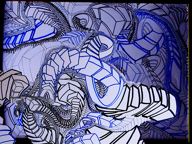 Rage Against the Dying of the Light , 2015, UV ink and acrylic on canvas, 30" x 40"
