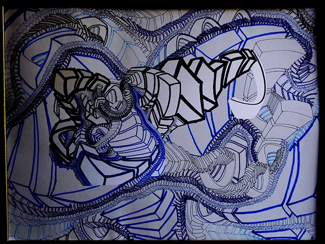 The Chicken and the Egg , 2015, UV ink and acrylic on canvas, 30" x 40"