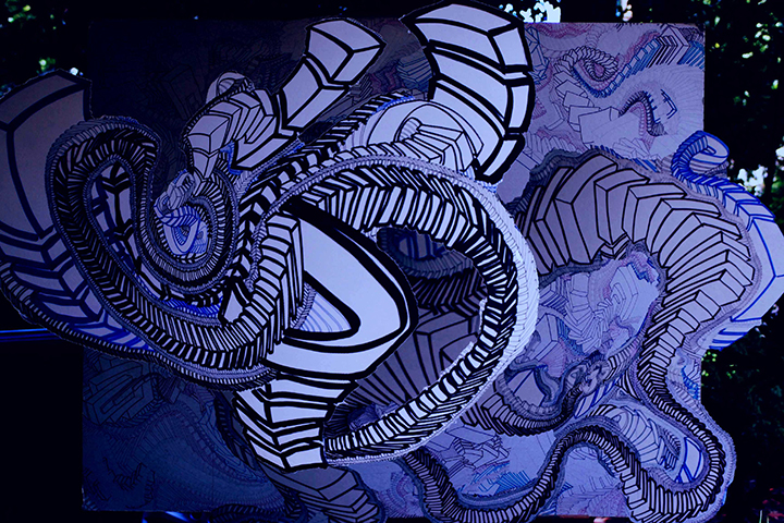 The Folly of Empire , 2015, UV ink and acrylic on canvas, 48" x 72"
