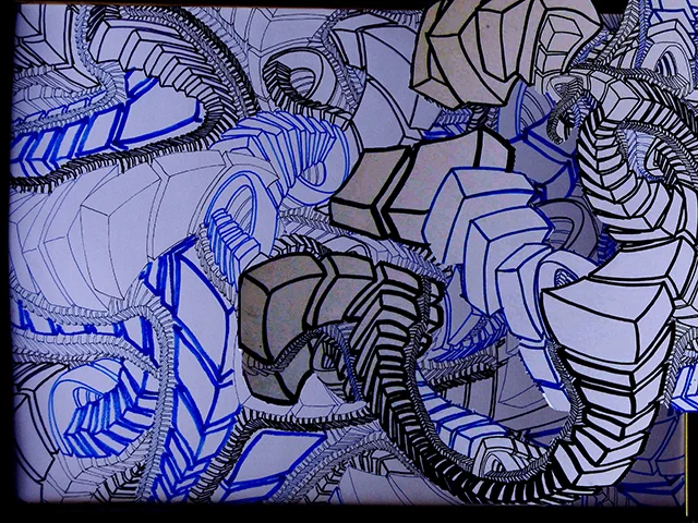 Vertigo Nest , 2015, UV ink and acrylic on canvas, 48" x 64"