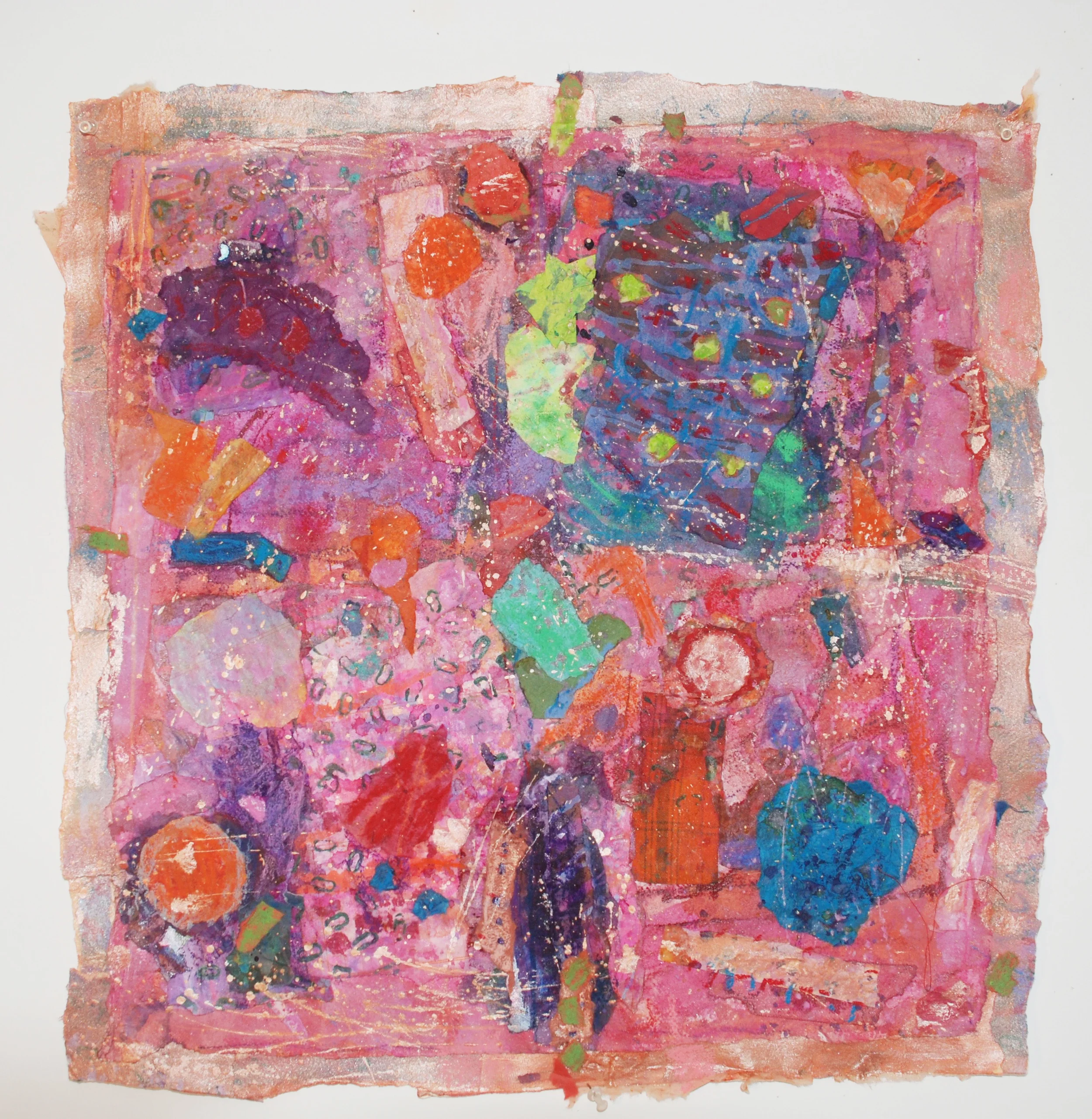 Hymn to Our Abundant Universe 2016, handmade paper, ink, pastels, pigments, 23" x 22"