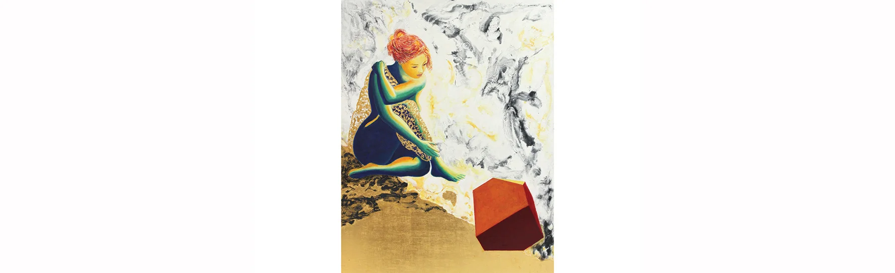 Homage to Dürer, Melancholia II Lapis Philosophorum 2013, Gold Leaf, Natural and Mineral Pigment in Casein Distemper, Strasbourg Turpentine, and Oil on Linen on Panel, 55.1" x 42.9"