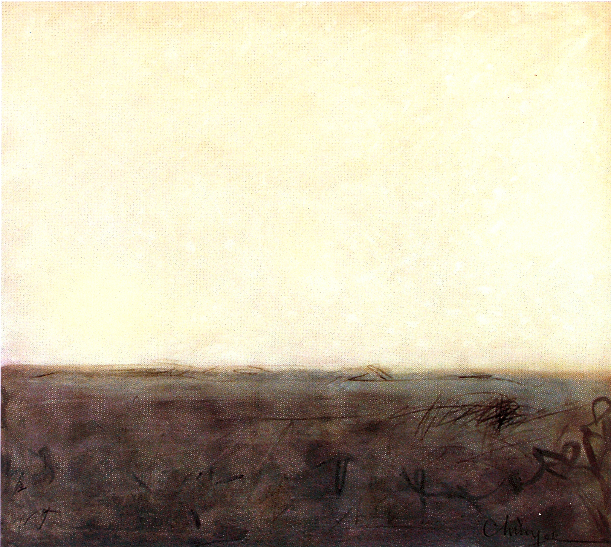 Chinyee, Untitled PW/ W, 2002, Oil, Rice Paper on canvas, 48" x 48"