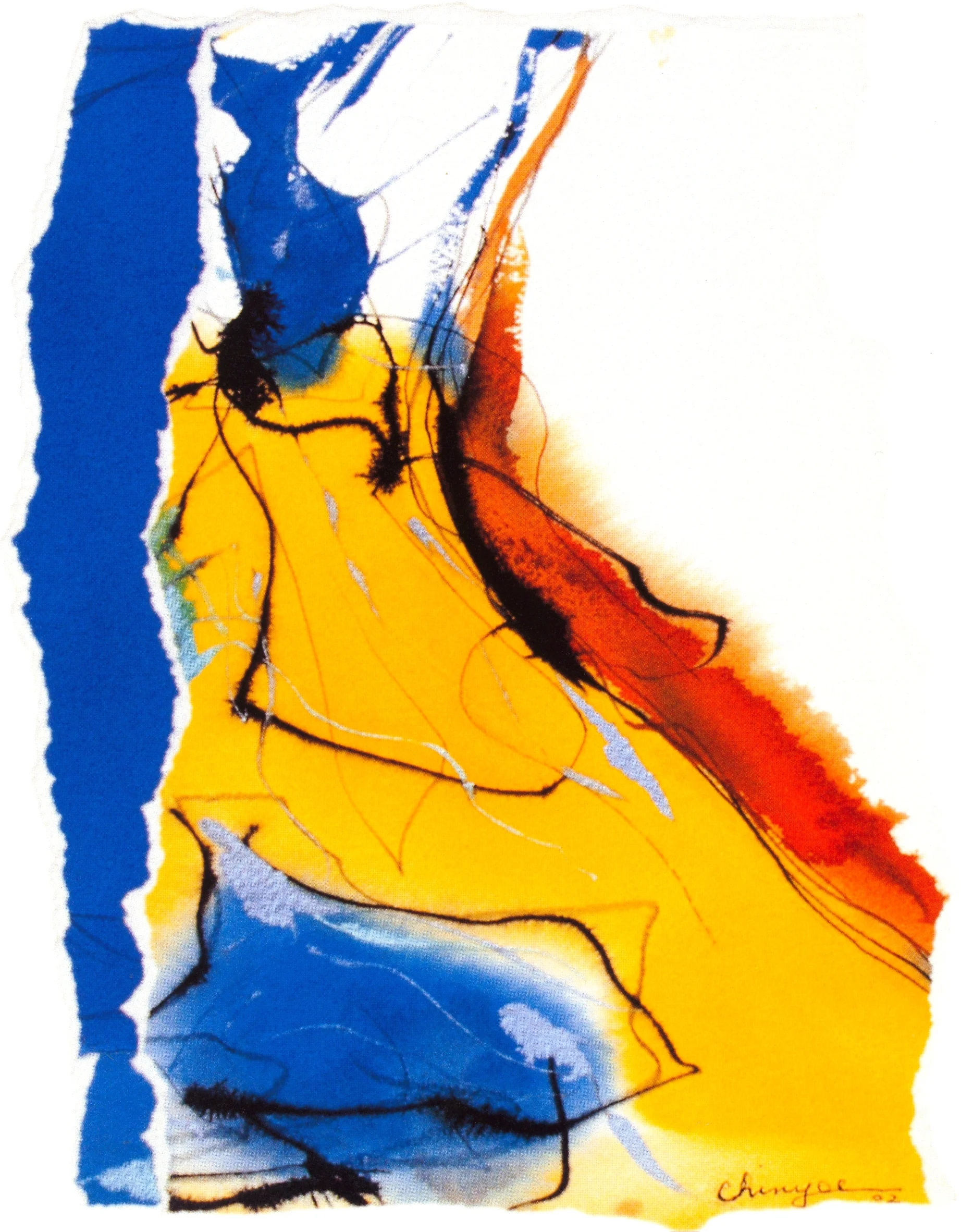 Chinyee, Rephrasing #204/02, 2002, Watercolor, Paper on Board, 14" x 11"