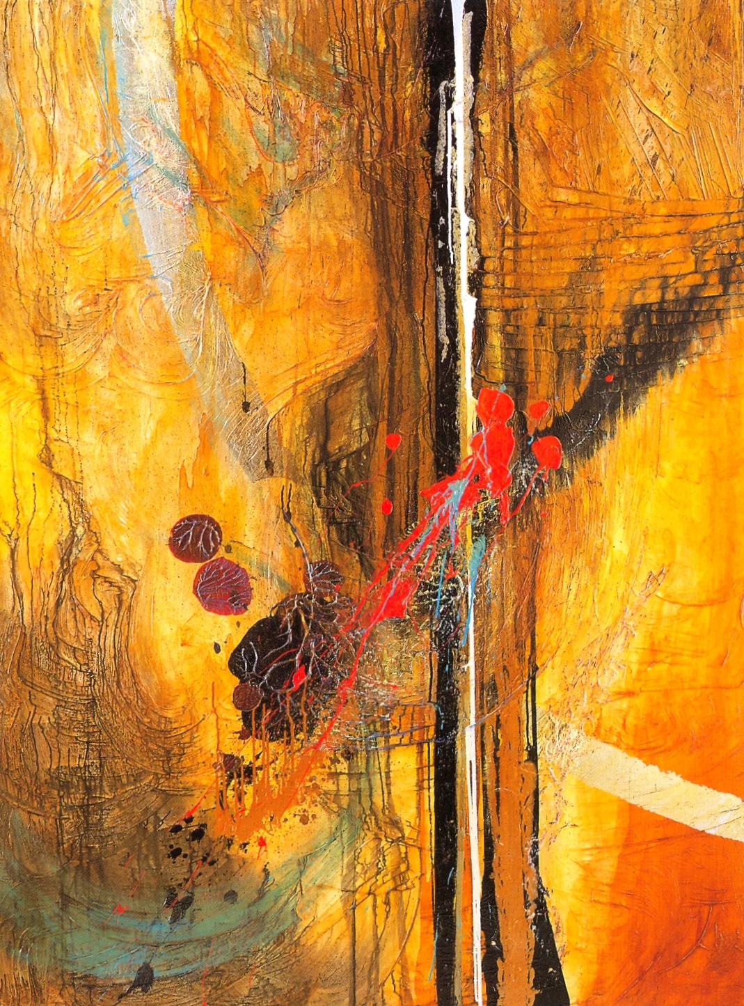Lawrence Abrahamsen, Gurupurnima 1998, 2001, Oil, Acrylic, Metal Powders, Leaf & Resins on Canvas, 54" x 96"