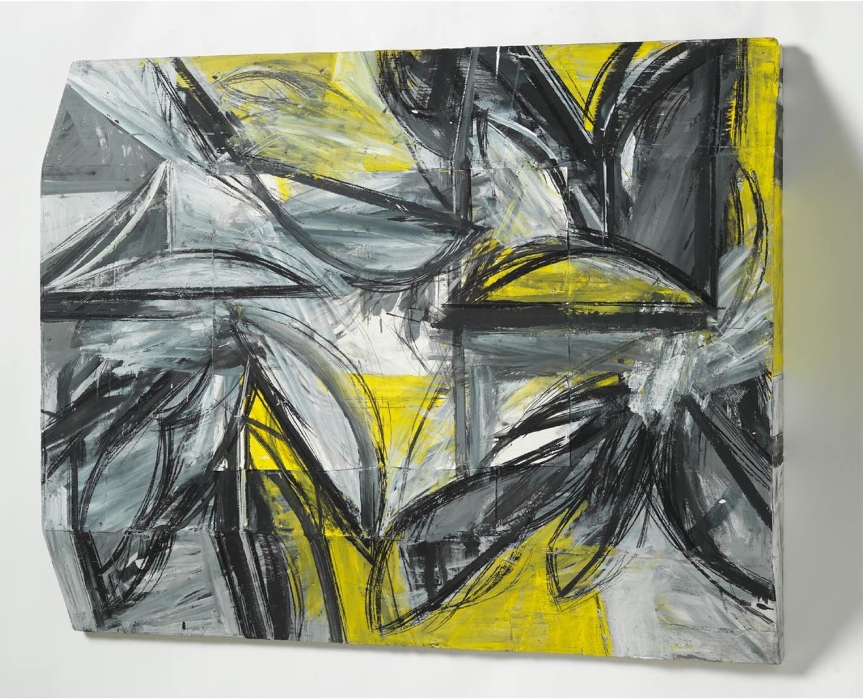 Peter Hoss Forms on Structure (193), mixed media collaged on wood panel 39” x 48.5”, 2008