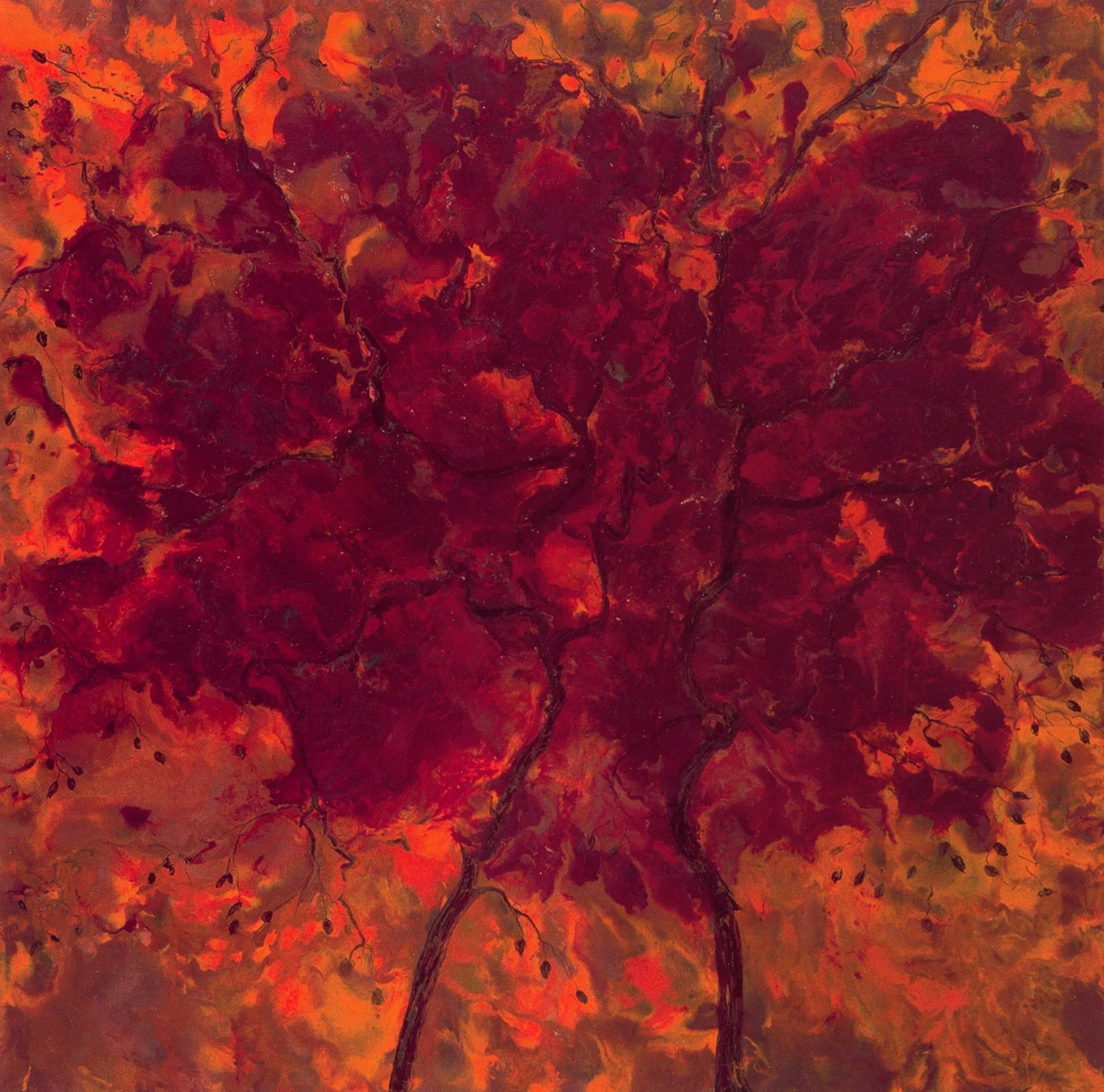 Bridget Busutil Dancing Trees , Encaustic on canvas, 30’’ x 30’’, 2003