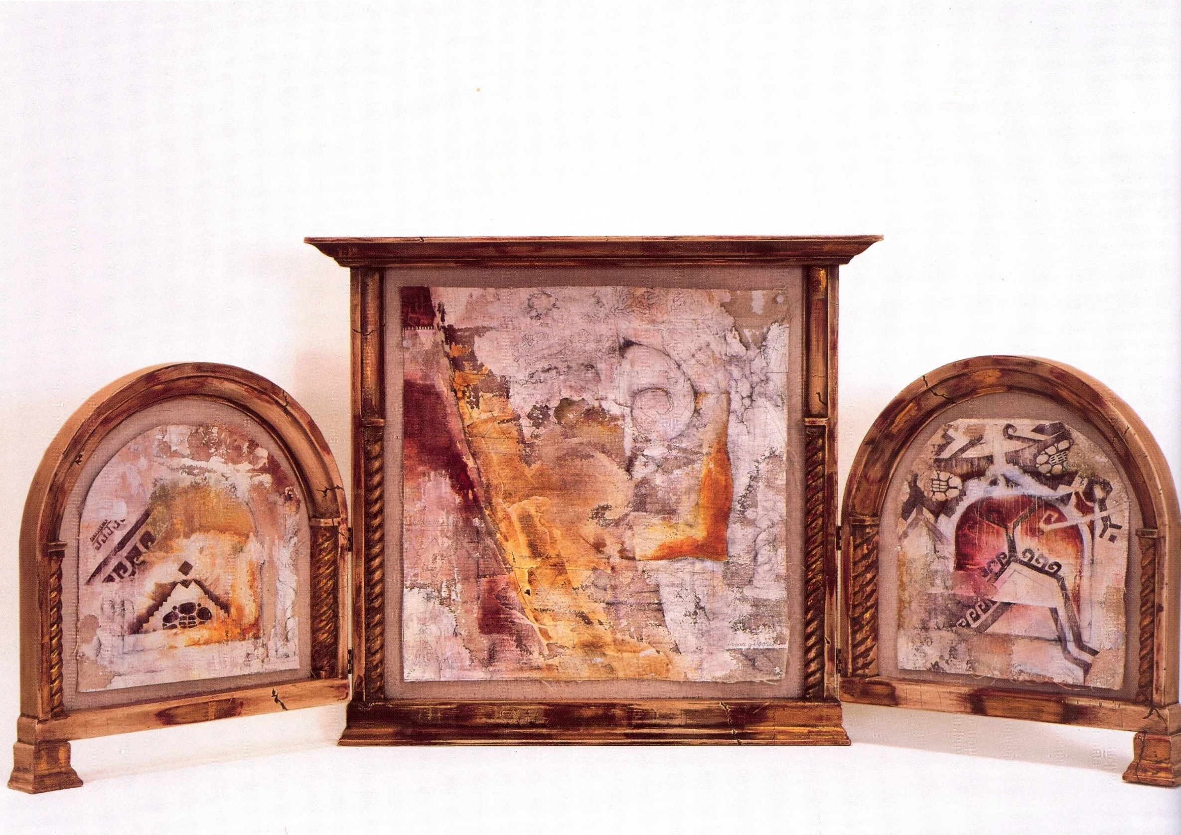 Irma Gilgore Prayer For Peace (Triptych) , Acrylic, gesso and graphite on raw canvas, 20 1/2’’ x 49 1/2’’