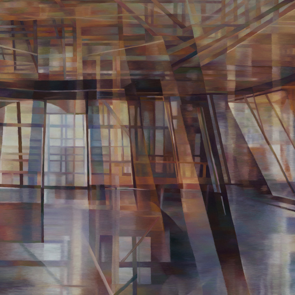    Reflected Construction    2015, Oil on paper on panel, 16" x 16" 