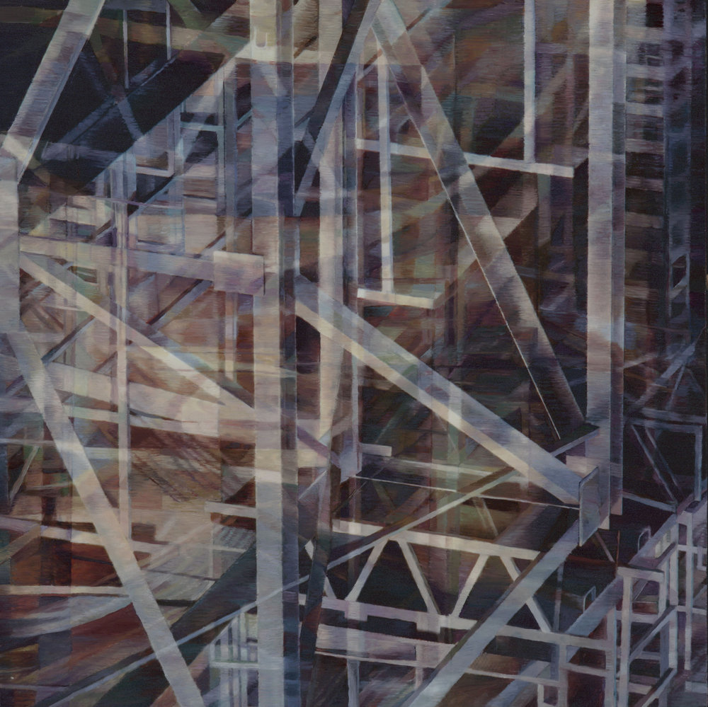    Complex Construction    2014, Oil on paper on panel, 20" x 20" 