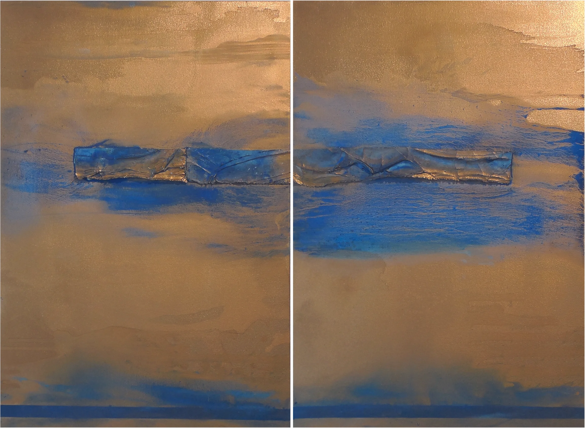 “Kinda Blue” Miles Davis Oil / Mixed Media, 36” x 48” (Diptych), 2017
