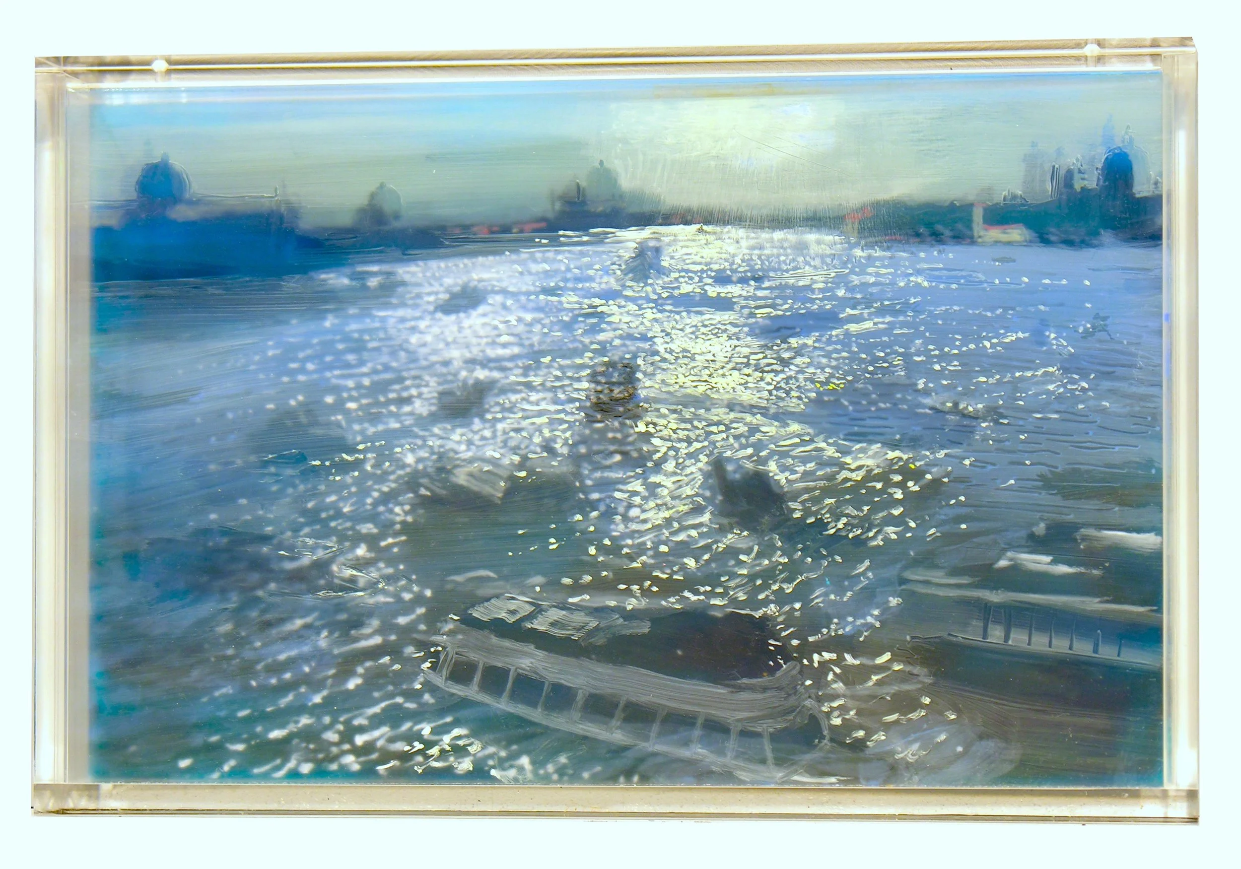 Venice, Afternoon Traffic, 2 Days by Martin Weinstein Acrylic on Multiple Acrylic Sheet, 11” x 17”, 2017