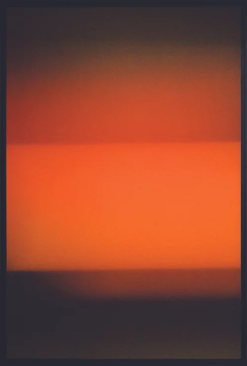 TRUCK_01-MOJAVE DESERT , Archival Giclee Print on 100% Cotton Paper with Protective Coating, 54”x 36”. Colorfield vertical abstraction dark brown lower third, orange and light brown upper third.