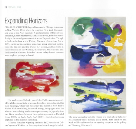 From left to right: Charles Schucker, Reds, Reds, Reds , 1981, Oil on Canvas, 62” x 103” Poured paint colorfield painting with red, green, yellow and white cut on unprimed canvas Charles Schucker, Untitled , 1970s, Oil on Canvas, 58” x 55.5” Poured paint colorfield painting with blue, green, yellow and white cut on unprimed canvas Charles Schucker, Untitled , 1980s, Oil on Canvas, 116” x 74.25” Poured paint colorfield painting with blue, green, yellow and white cut on unprimed canvas