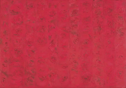 Compassion-Red, 1955, Oil on Linen, 50" x 72" Panels of different variation of different red and genre.