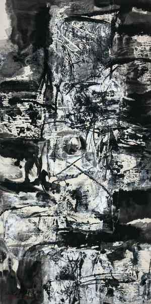 Zero Degree Scenery, 2000, Ink & Acrylic on Paper, 53” x 26”.