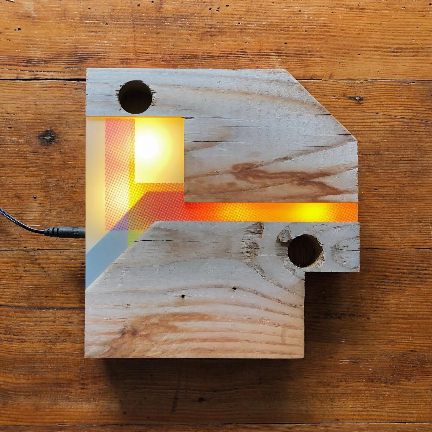 smallerclusters #scrapwood #ink #screenprinting #acrylic #led