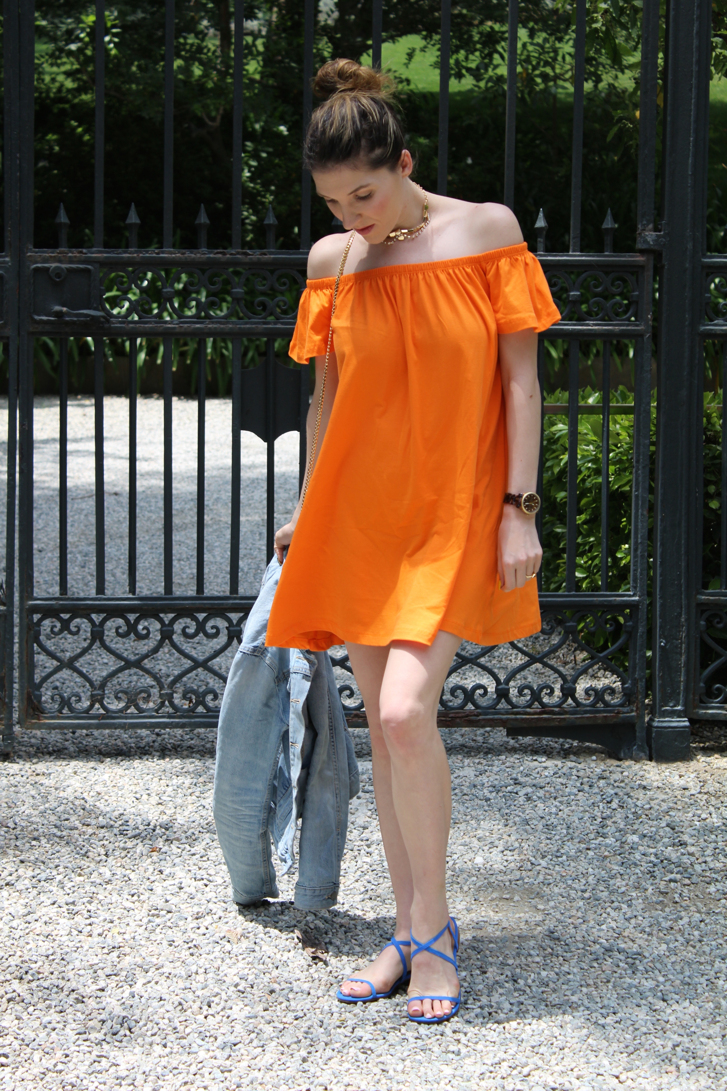 Everyone should know by now how much I love color! Pairing this bright orange dress with these bright blue shoes was right up my alley. I love the color combo and I think it sums up my style perfectly.