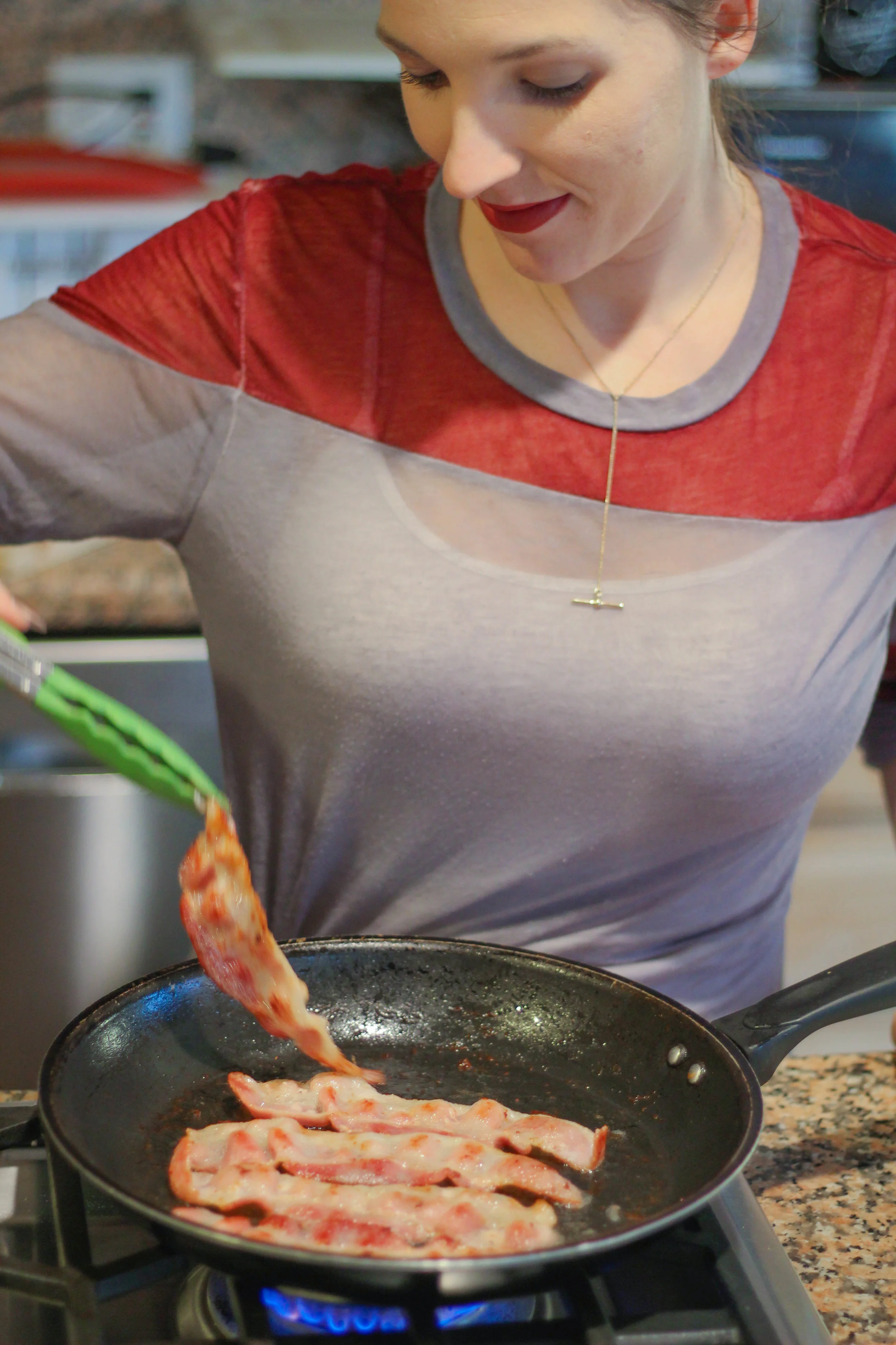 Tip: Pre-cook bacon so that it has enough time to cool down before crumbling