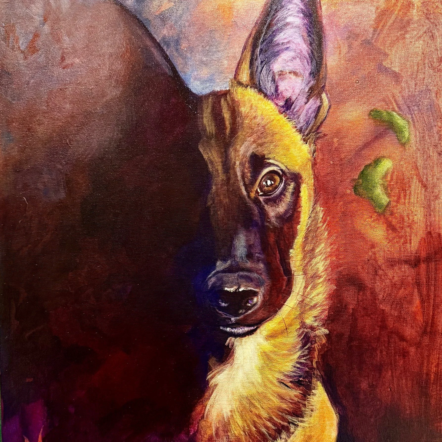 F&auml;rgglatt
S&aring; h&auml;r ser f&ouml;rlagan ut till tavlan jag visade h&auml;rom dagen. Om det finns fler som vill ha ett portr&auml;tt med mycket f&auml;rg, p&aring; sin hund, jag tar g&auml;rna emot uppdrag nu i v&aring;r. Skicka mig ett PM 