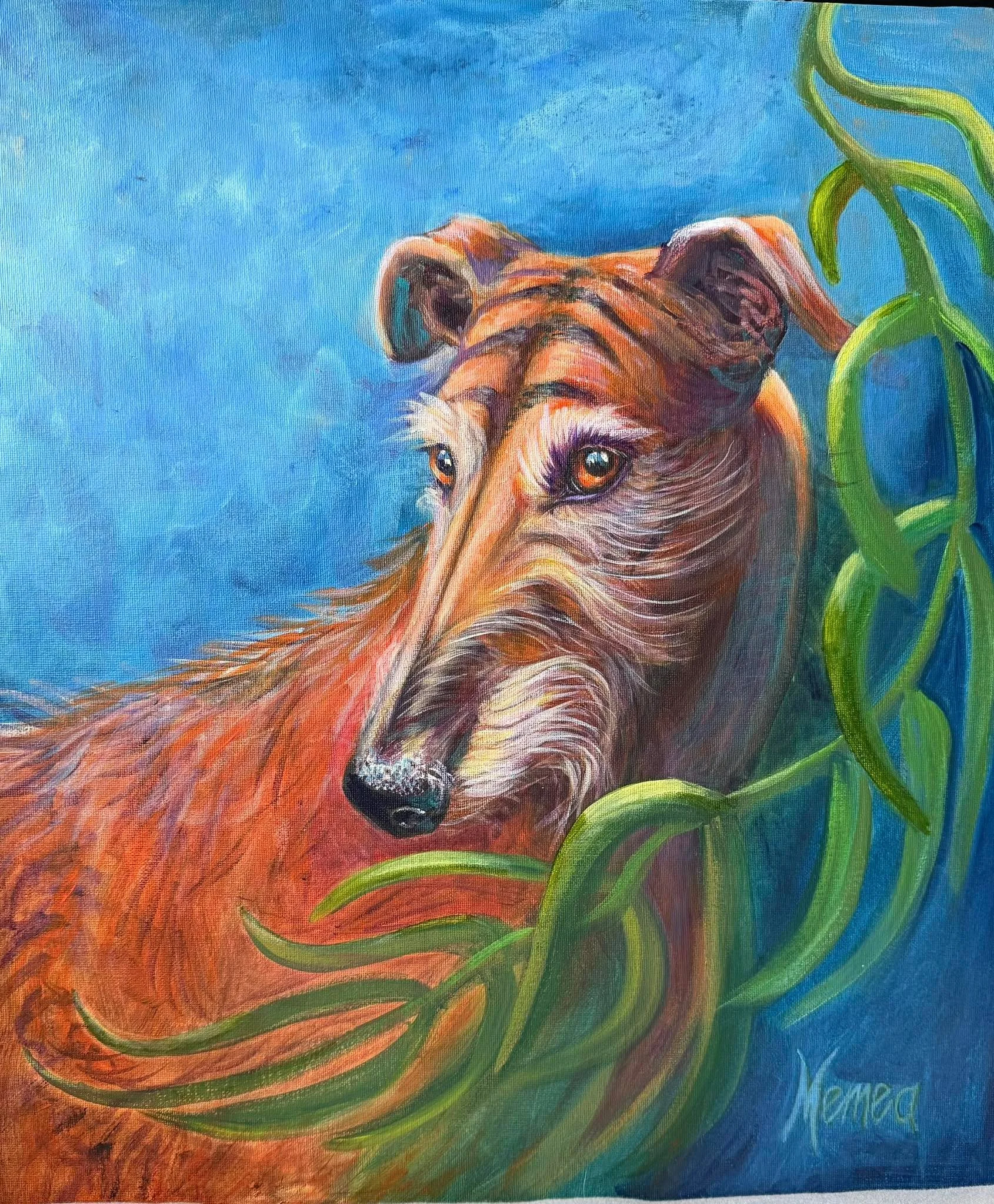 En kille med attityd. 
Befriande att m&aring;la med en massa fantasi.