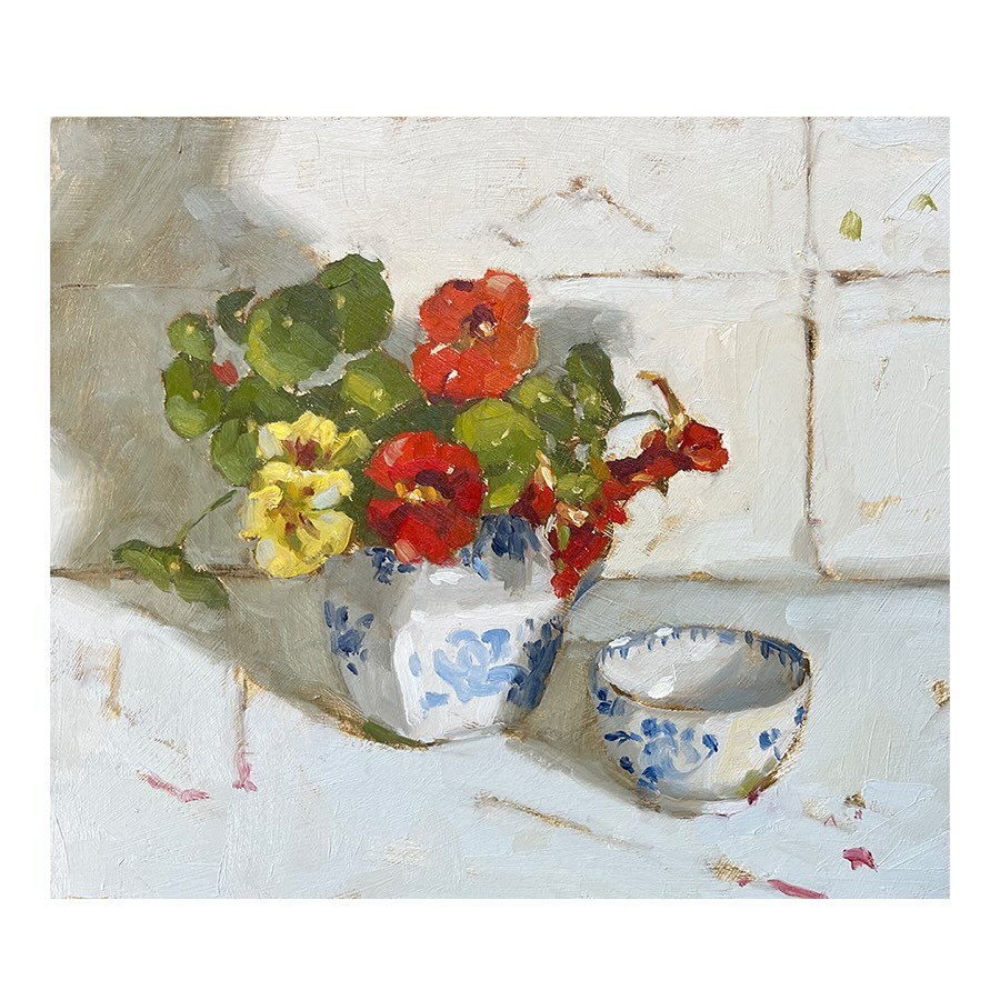 Very excited to finally have a crop of healthy, vibrant nasturtiums to paint after the first flush was demolished by little black beetles in July! It&rsquo;s also been really nice to get back to a bit of painting after all the preparations for open s