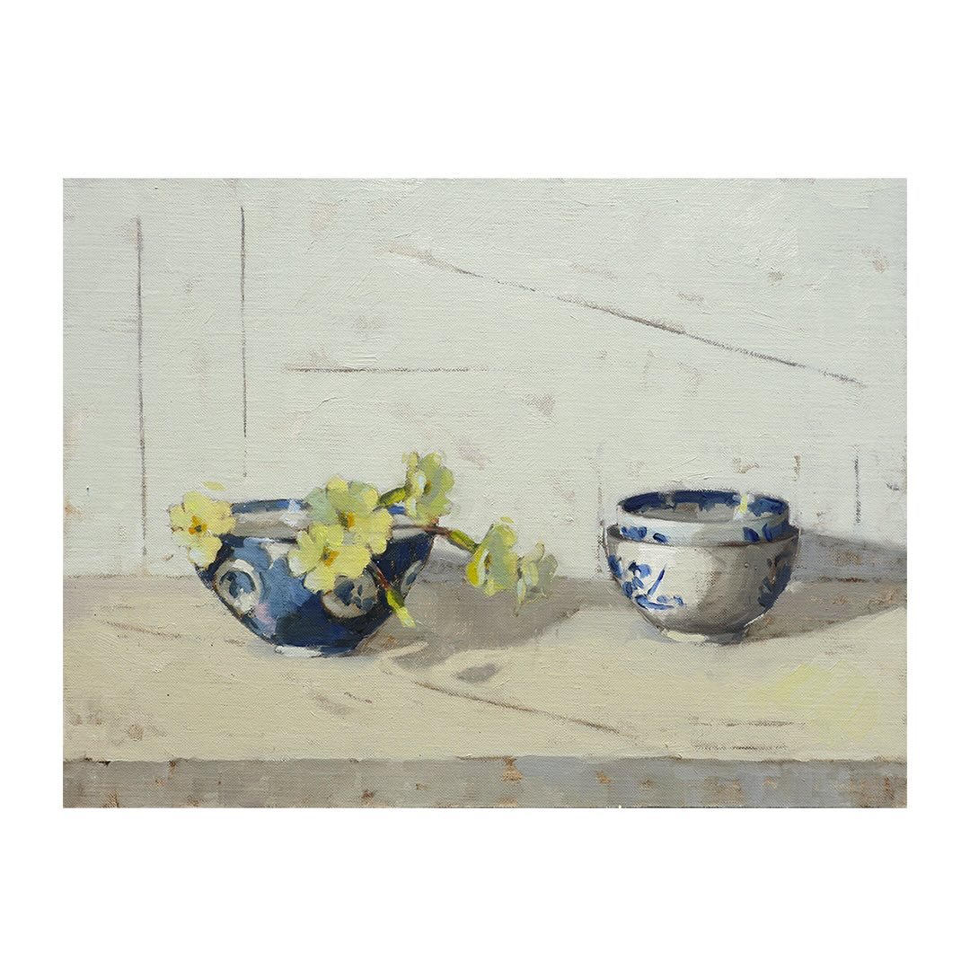 This is the second new painting I&rsquo;m exhibiting with British Art Portfolio at their Spring Exhibition. 

I love the little primroses that pop up as soon as winter comes to an end. They are so brave and their gorgeous yellow petals are so happy! 