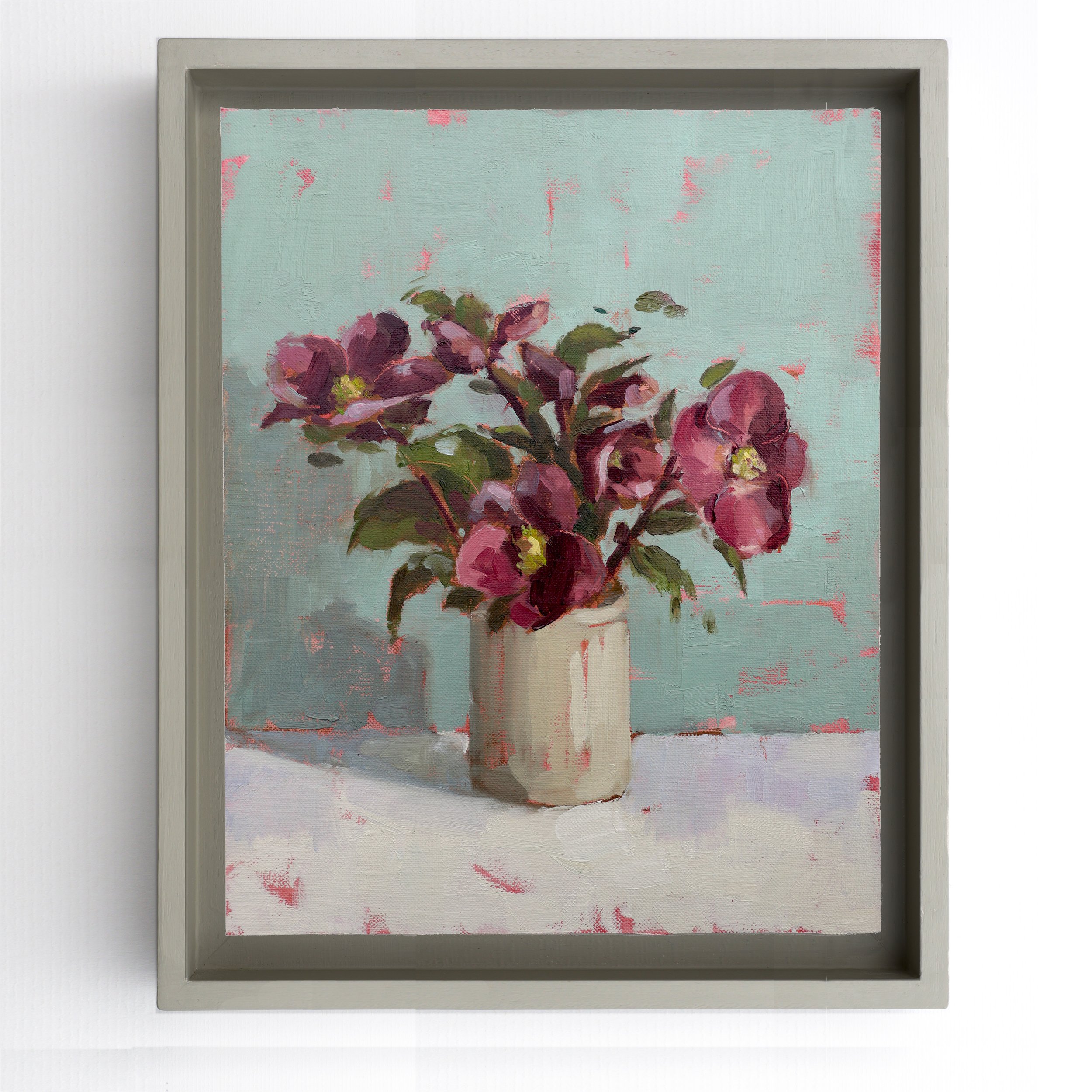 First Hellebores in Blue painted frame.jpg