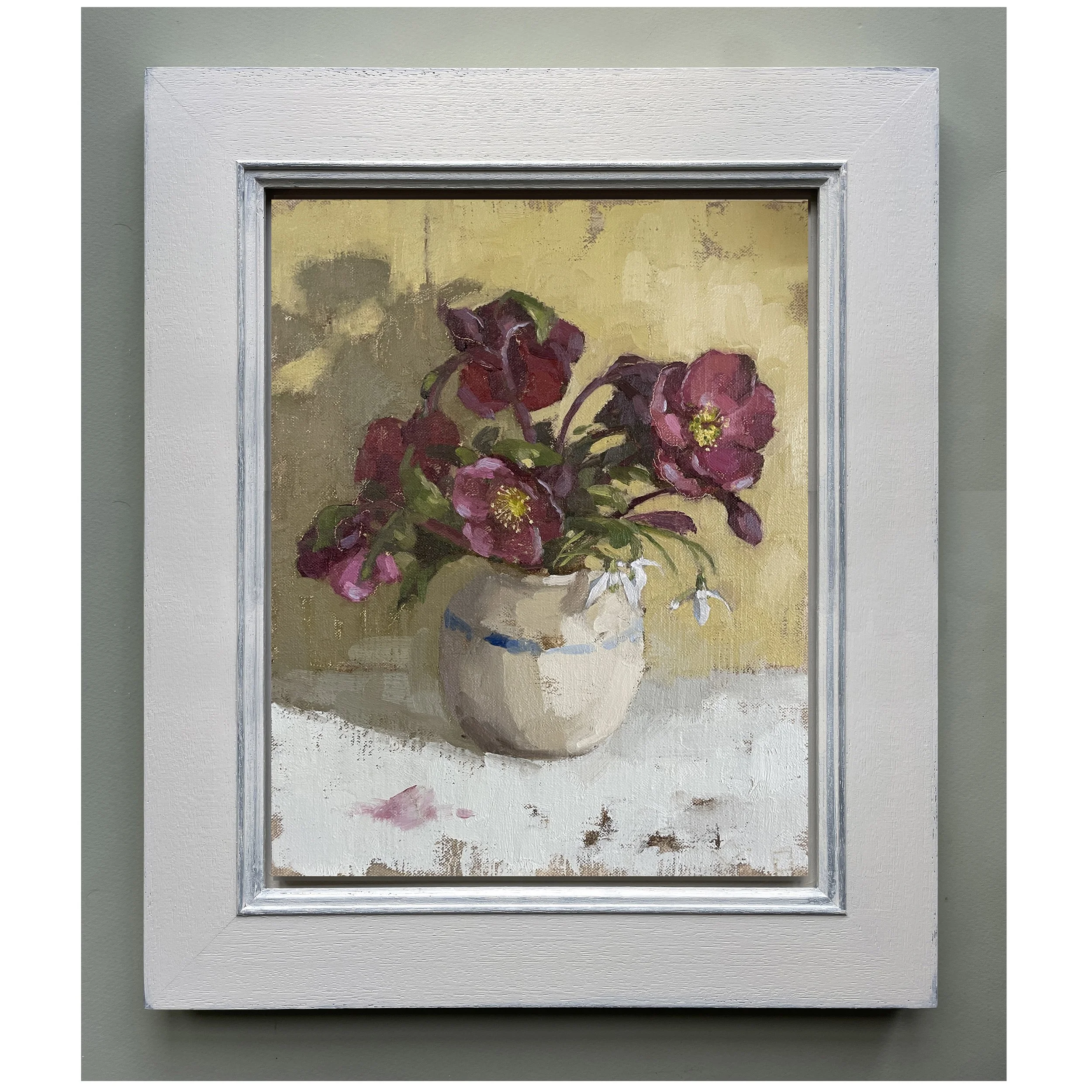 Hellebores and Snowdrops on Yellow flat white.jpg