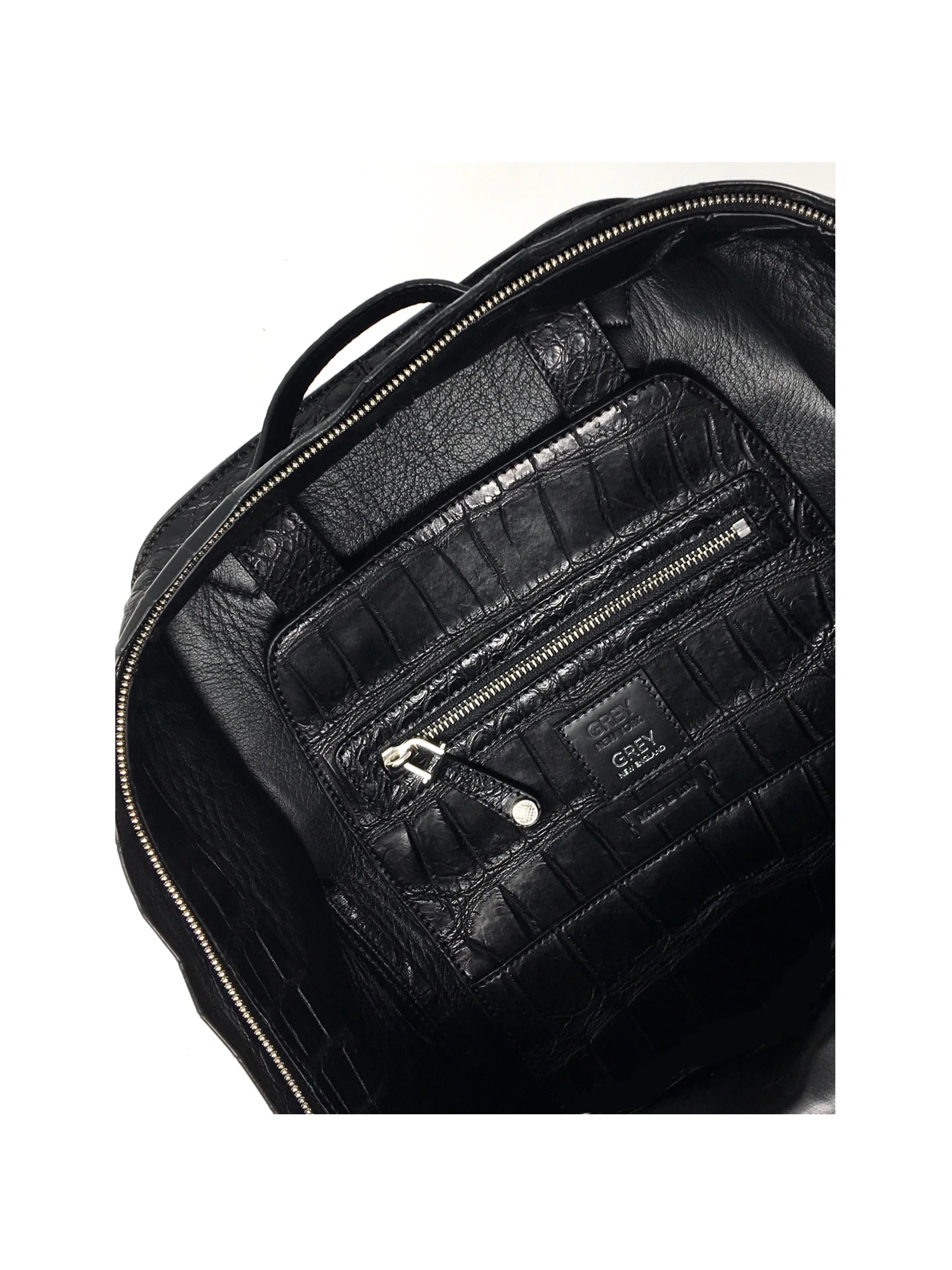 grey new engand crocodile backpack details 1.JPG