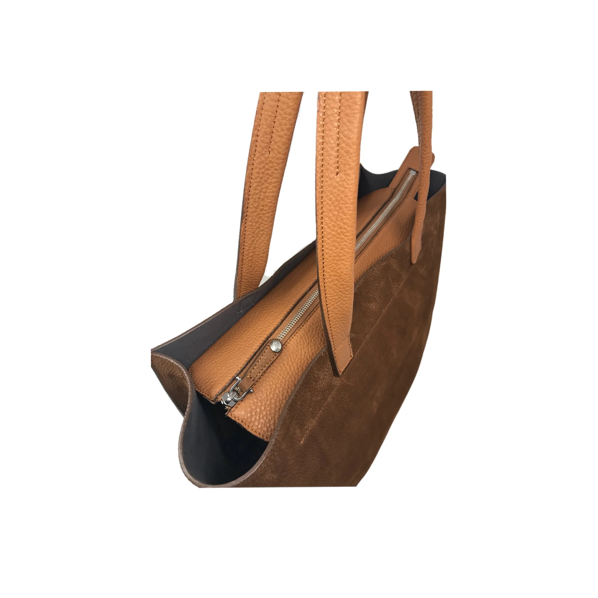 New England Shopper Tote Toffee Nabuck details.JPG