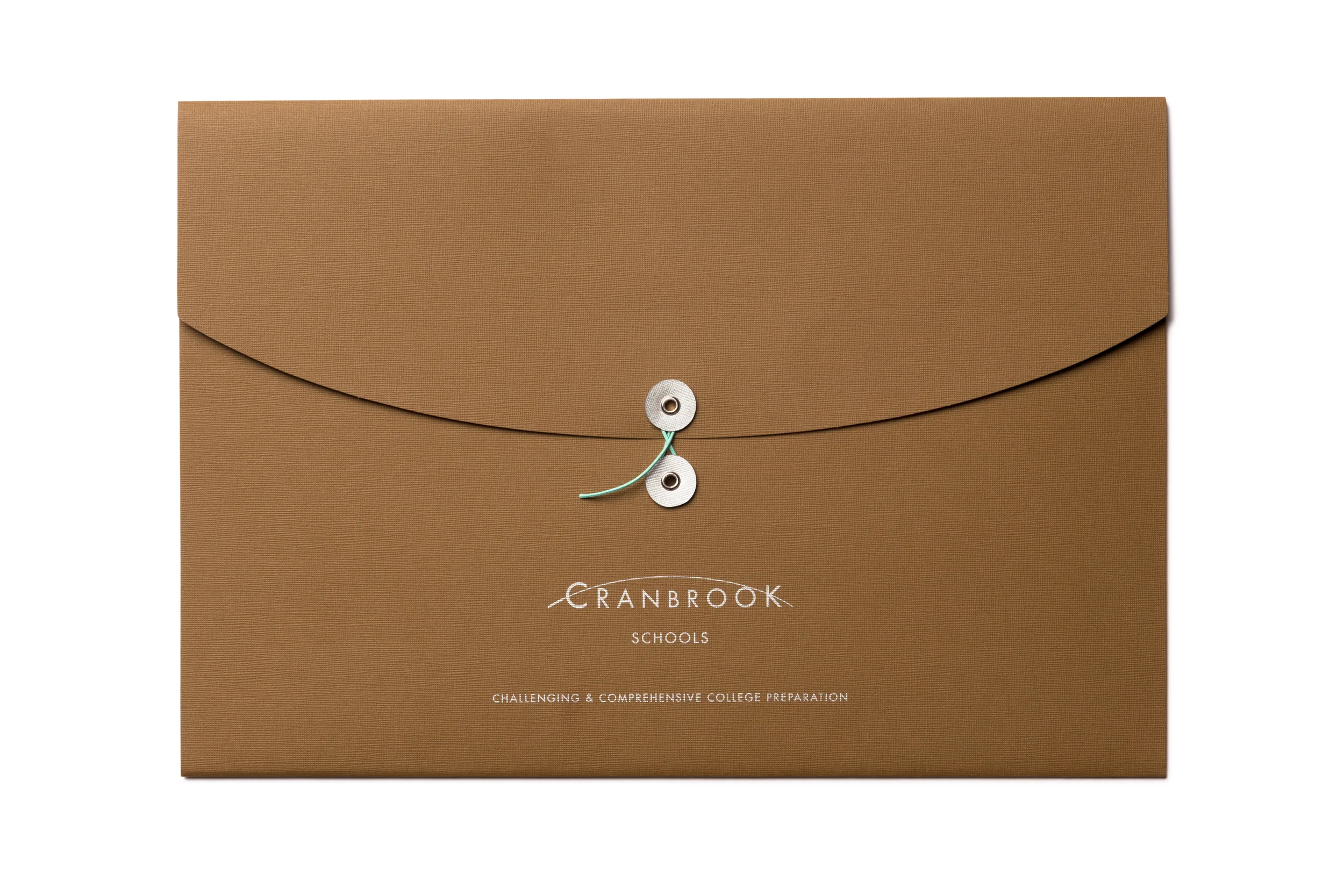   Showing off the stock and ink combination on the campaign folder, housing all parts of the admissions collateral. Includes a retro matching closing mechanism to complement the experience.  