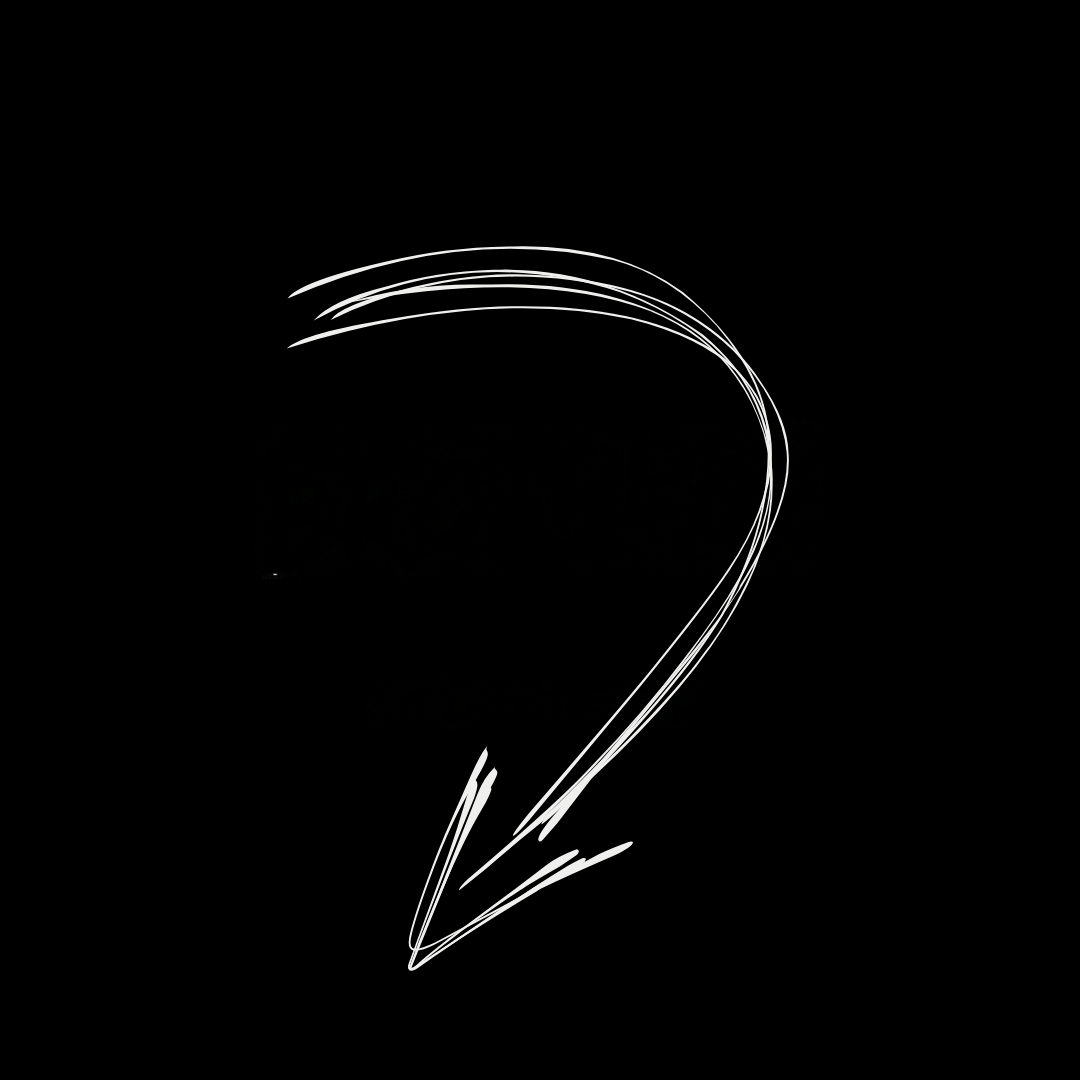 White abstract lines forming a question mark on a black background.