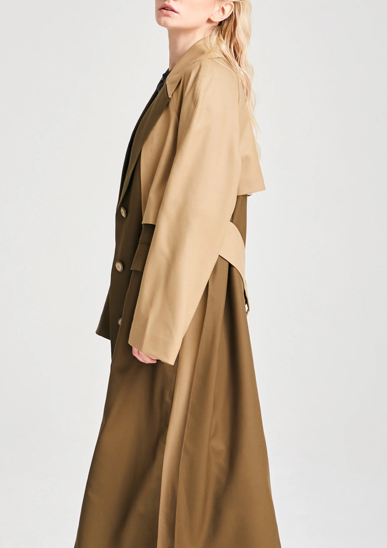 khaki wool trench coat