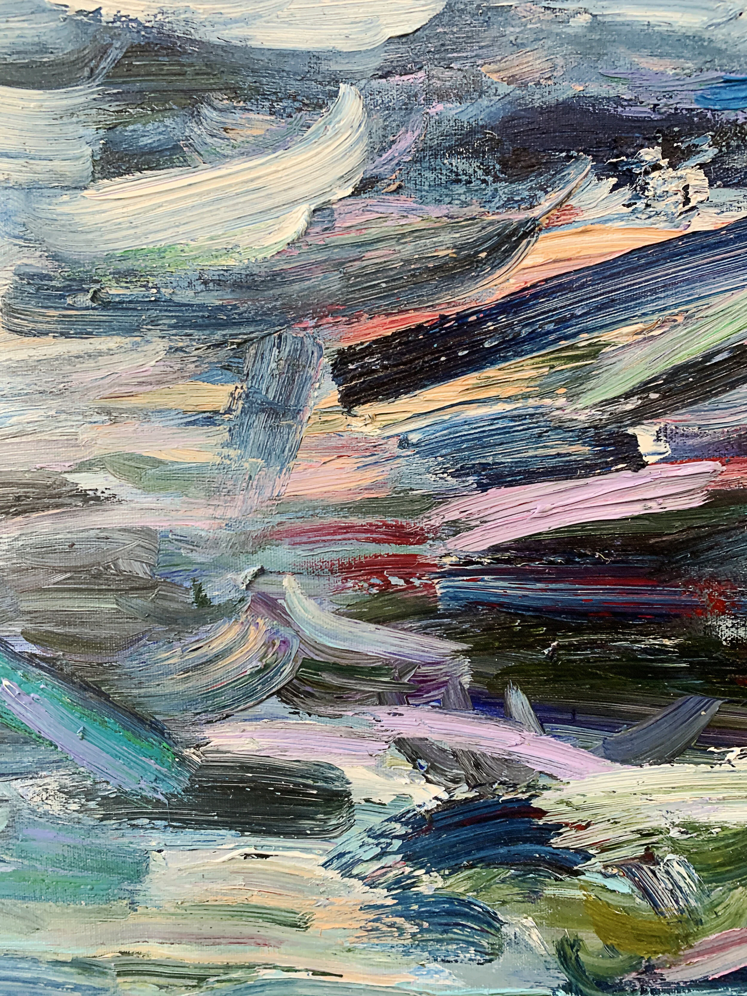 Blue painting for sale.  Blue art for interiors by Hudson Valley artist Monica Shulman.