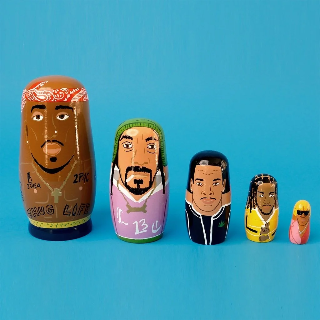 West Coast Rappers Wooden Nesting Doll Sets.jpeg