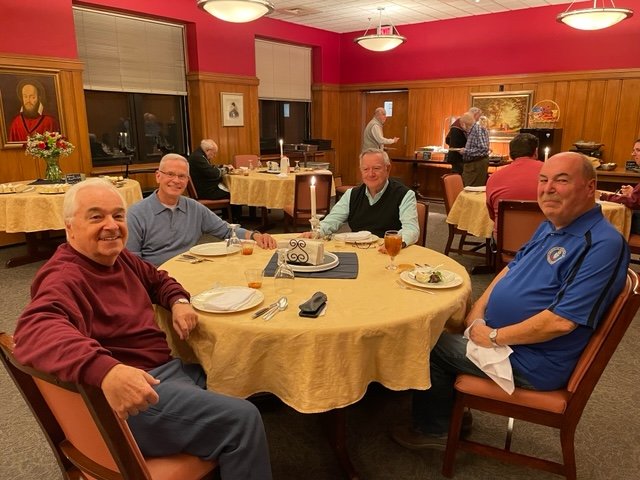 Fr. Barry Strong, Superior General of the Oblates of St. Francis de Sales, Rome, joined by Fr. Frank Danell, Assistant to the General, Fr. Ed Fitzpatrick and Fr. Bob Mancini.