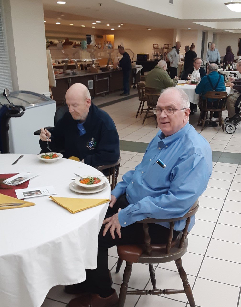 Retired Oblates at Childs celebrate a Feast Day dinner together! 