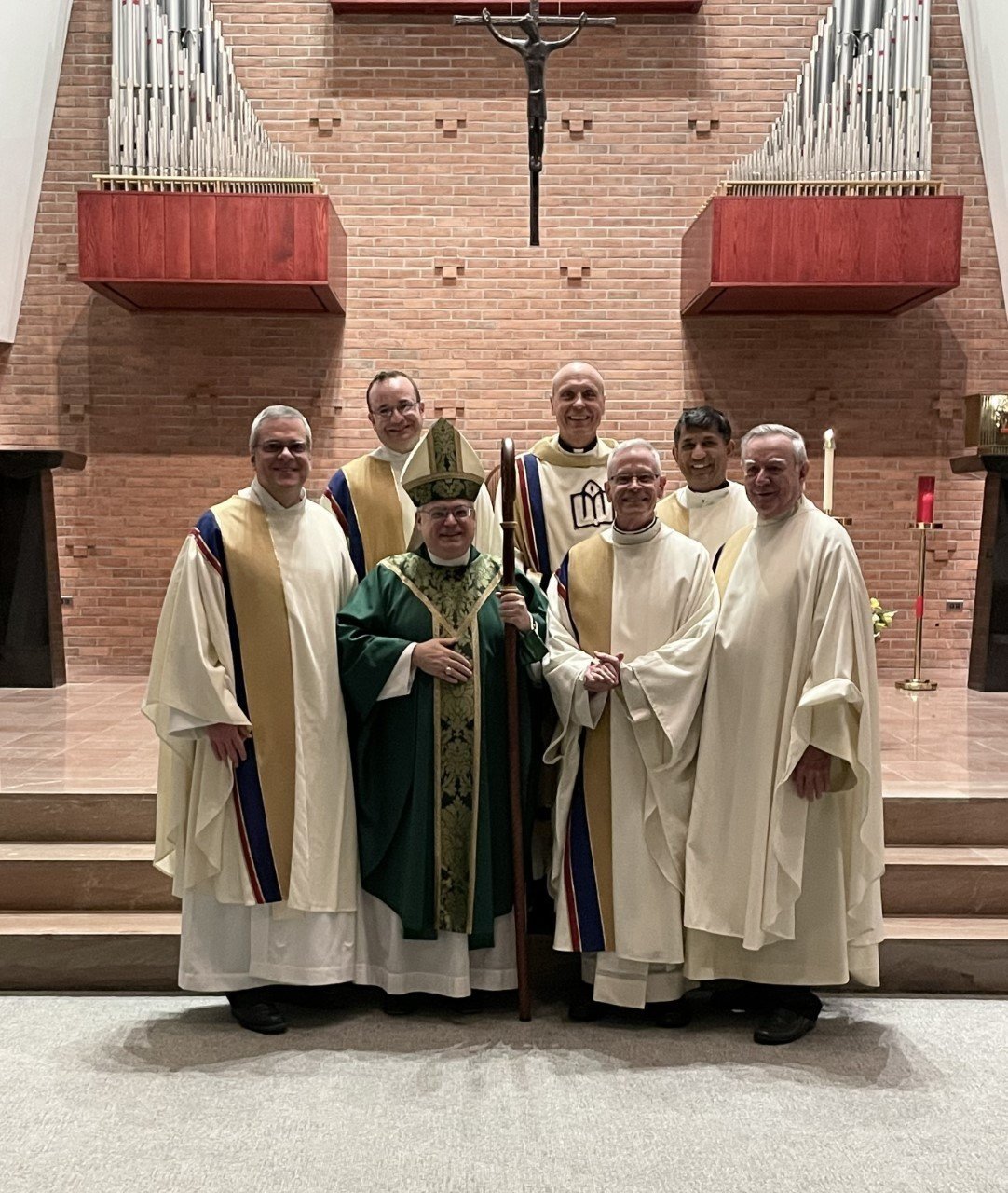  DeSales University: Mass for the Feast of St. Francis de Sales was celebrated by Allentown’s Bishop Alfred Schlert at the Connelly Chapel.  L-R: Fr. Kevin Nadolski, OSFS, Vice President for Mission; Fr. Dan Lannen, OSFS, University Chaplain; Bishop 
