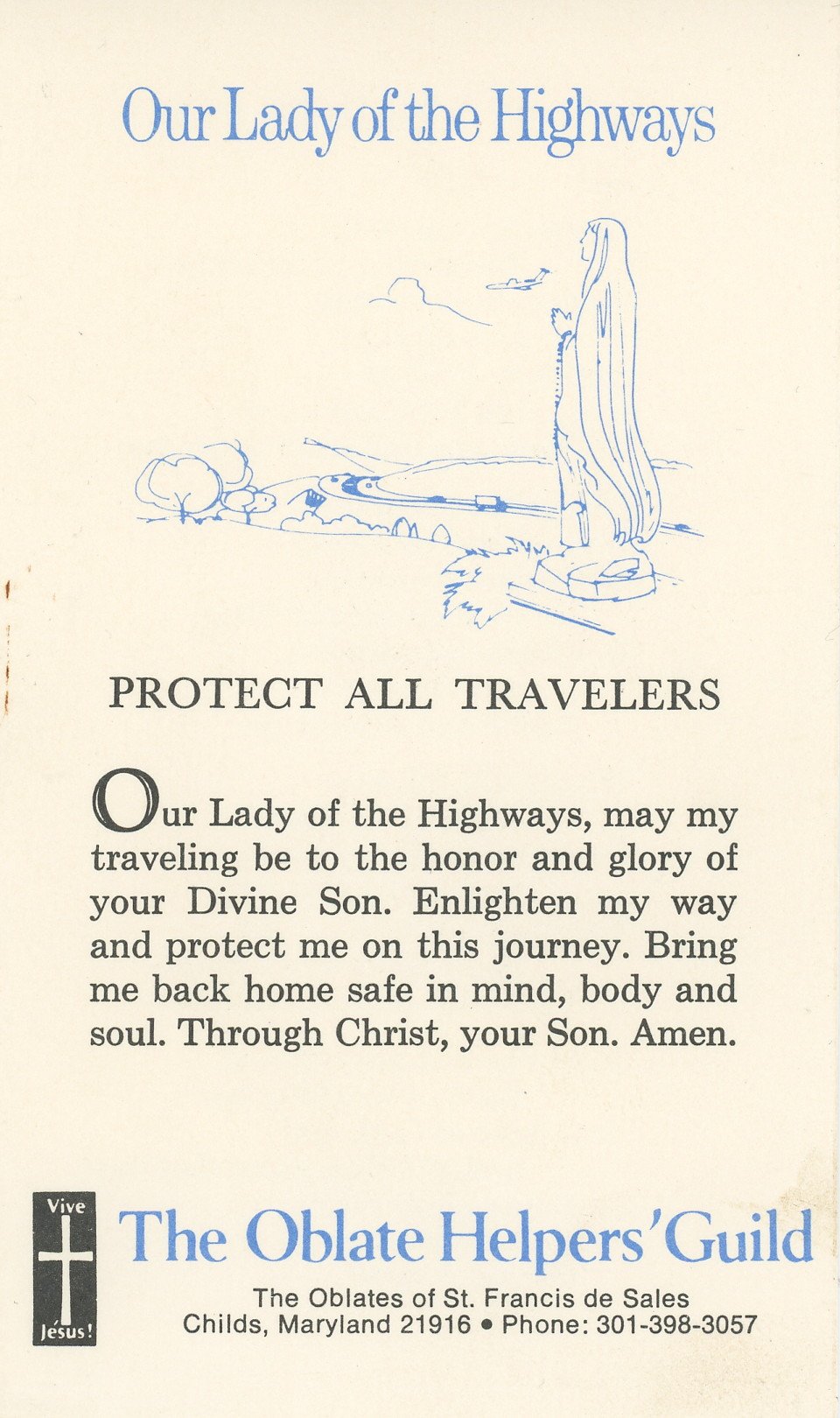 Original Mary's Travelers Prayer Card