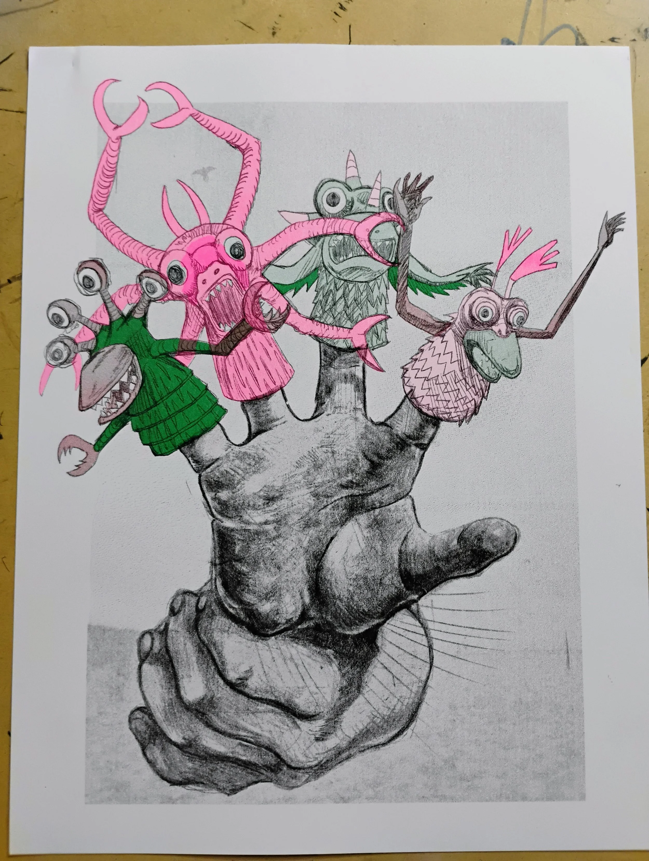 Finger Puppets Riso Print