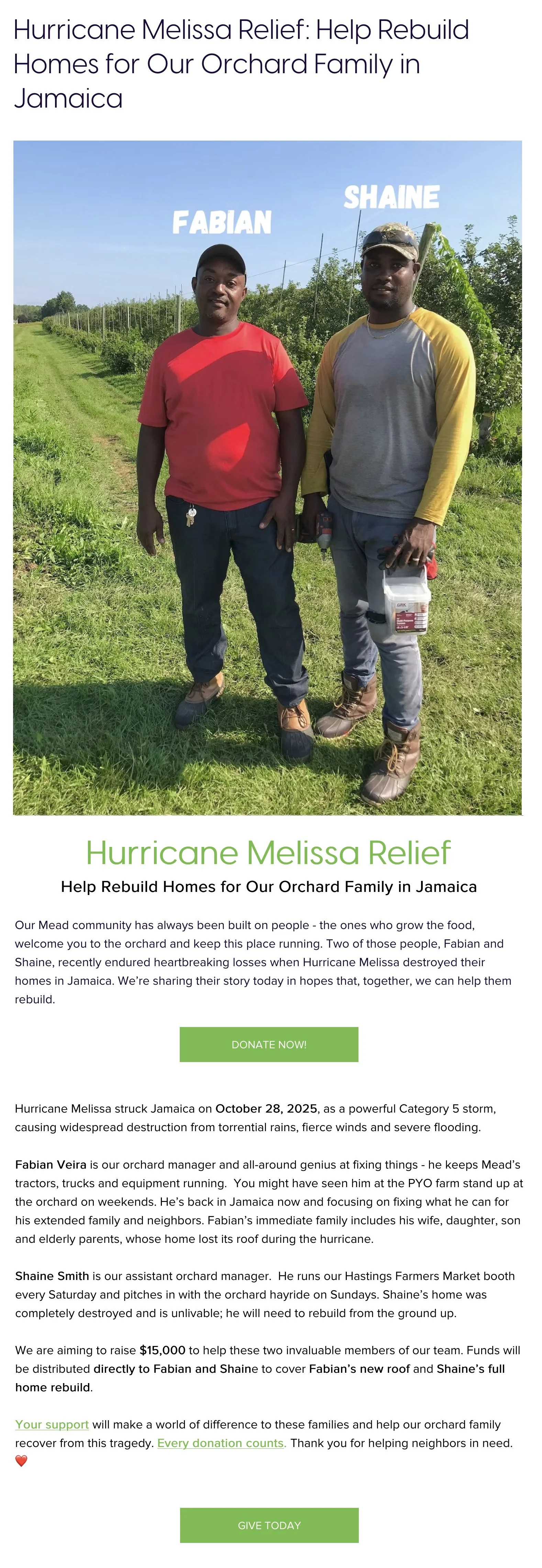  Hurricane Relief GoFundMe Campaign 