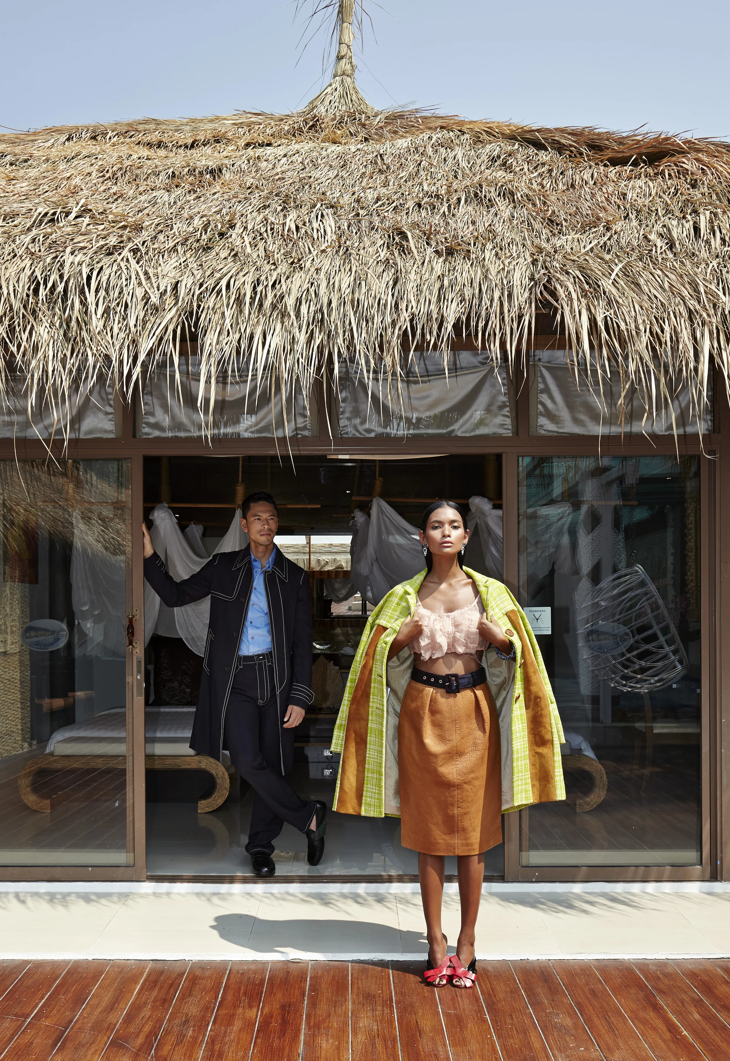 Female : clothes and shoes : MIU MIU / accessories : PRADA Male : clothes and shoes : PRADA