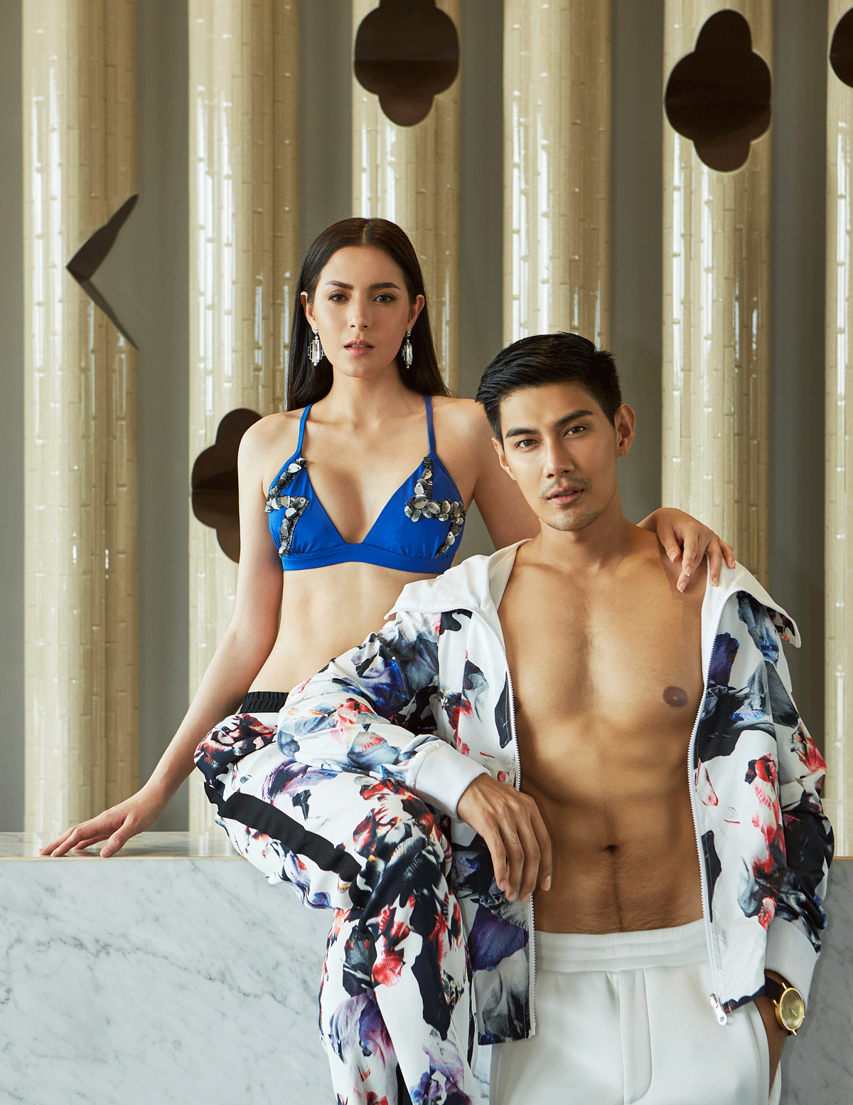 Nachad : bra : LaLaLove / pants : Calvin Klein Platinum / earrings : Butler and Wilson London Mungkorn : clothes : Calvin Klein Platinum/ watch : FORREST