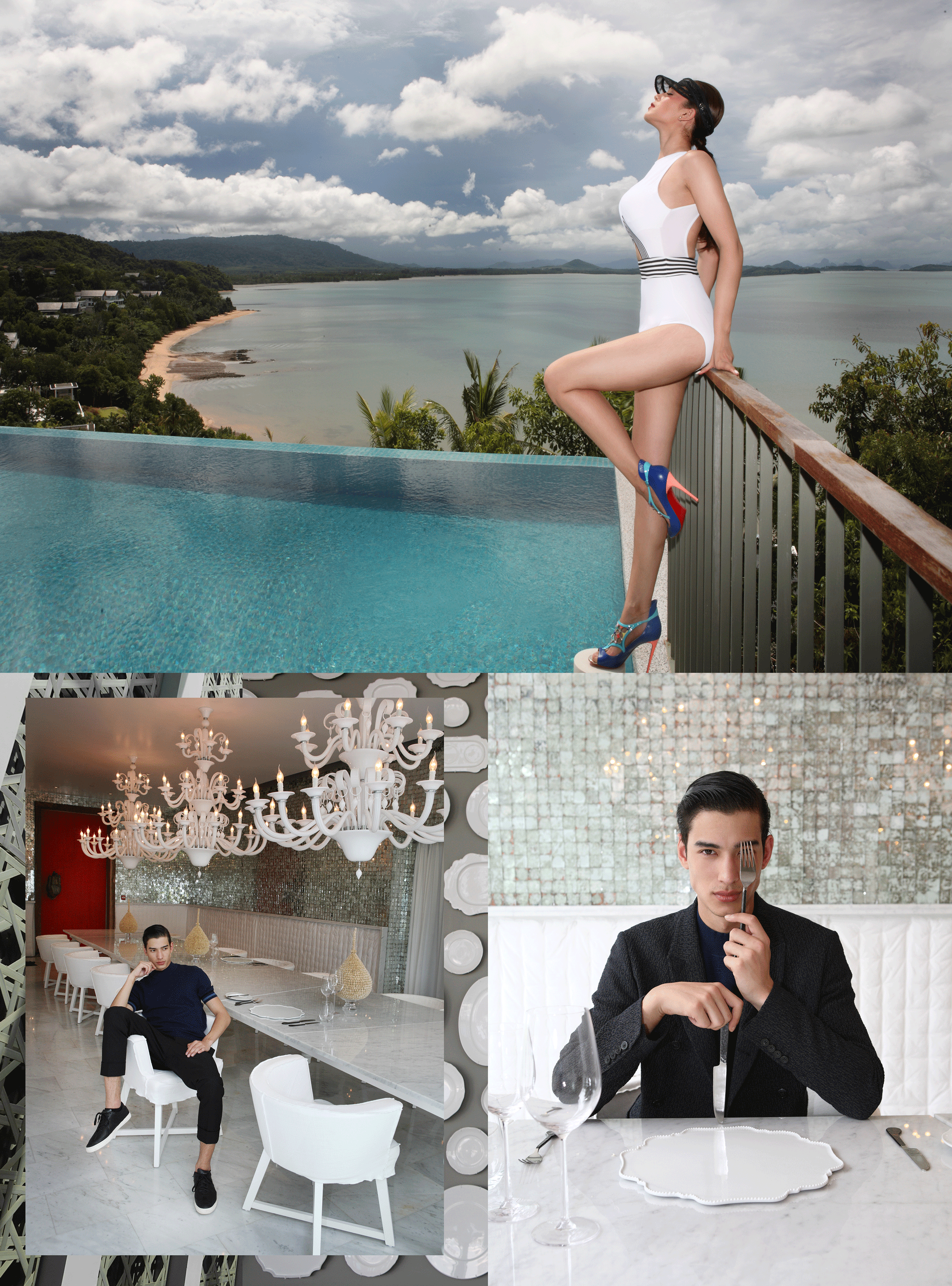 COMO Point Yamu, Phuket Photo : Virapoj Asavajarn Model : Natalie Wichaidith Freitag @nattha_natalie Make Up and Hair : Pao Archwin Shoes: Christian Louboutin Model : Mark Phitchayut Myueller @markphitchayut.mueller @redmodelling Clothes :Emporio Armani / CK Calvin Klein @Club21Thailand Location : COMO Point Yamu 225 Moo 7, Talang, Phuket Tel 076- 360-100 www.comohotels.com